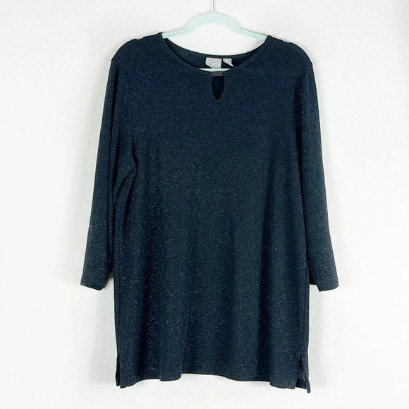 Chico's Black Long Sleeve Sparkly Tunic Shirt US Size XL / 16 - Picture 8 of 9